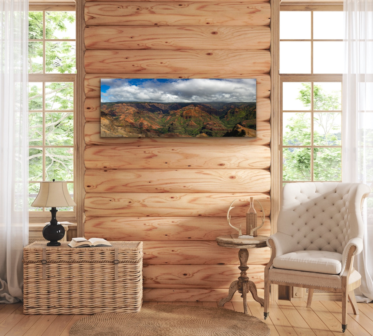 Wall demo of Waimea Canyon, a fine art landscape photograph by Kauai nature and landscape photographers Inspiring Images Hawaii
