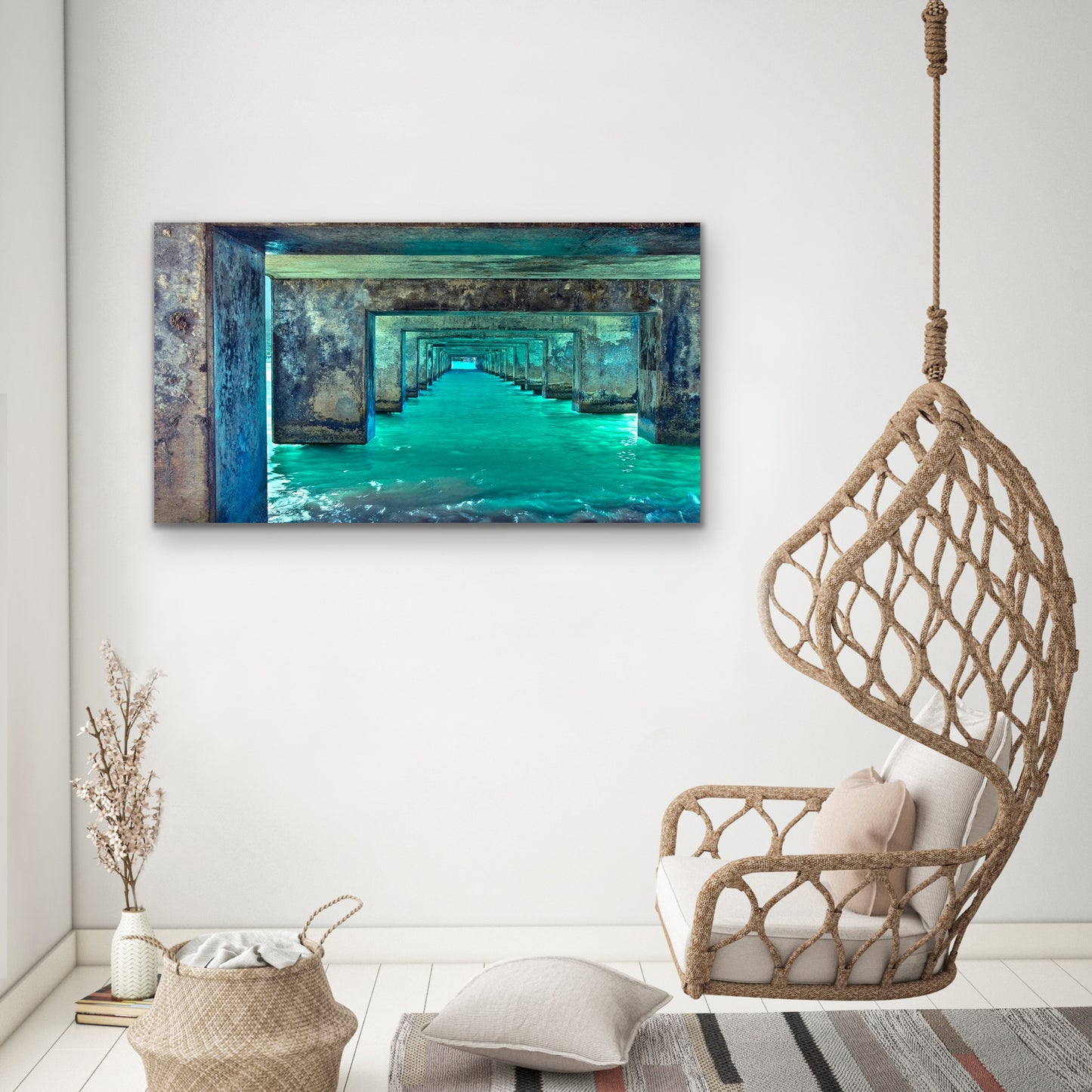 Wall demo of Beneath the Pier, a fine art image taken by Inspiring Images Hawaii on Kauai.