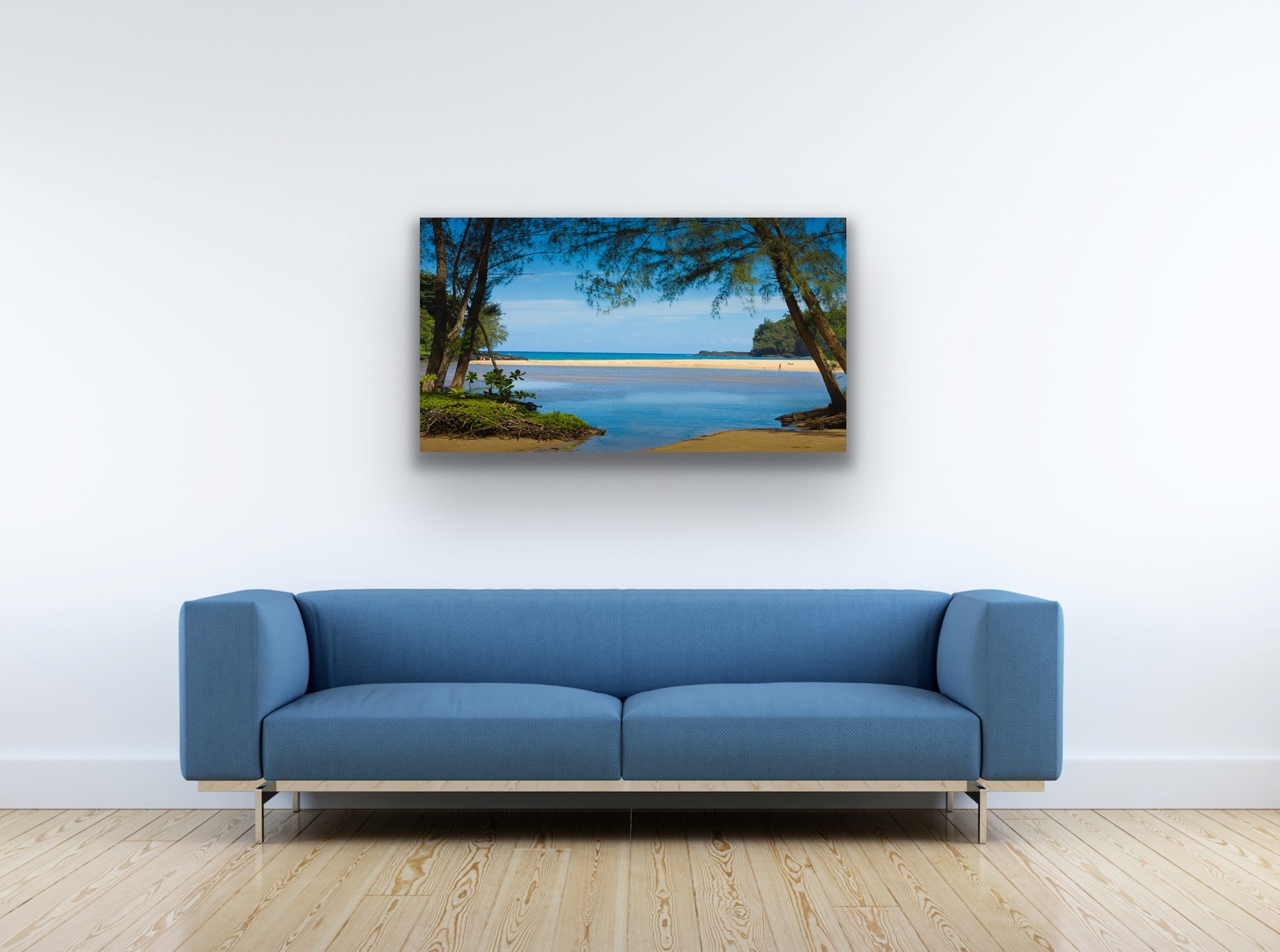 Wall demo of Kalihiwai Beach, a fine art outdoor landscape photograph by Inspiring Images Hawaii.