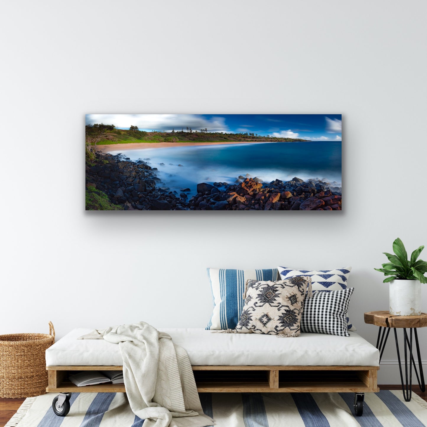 Wall demo of Kauai’s Donkey Beach. Fine art landscape photograph by Inspiring Images Hawaii.