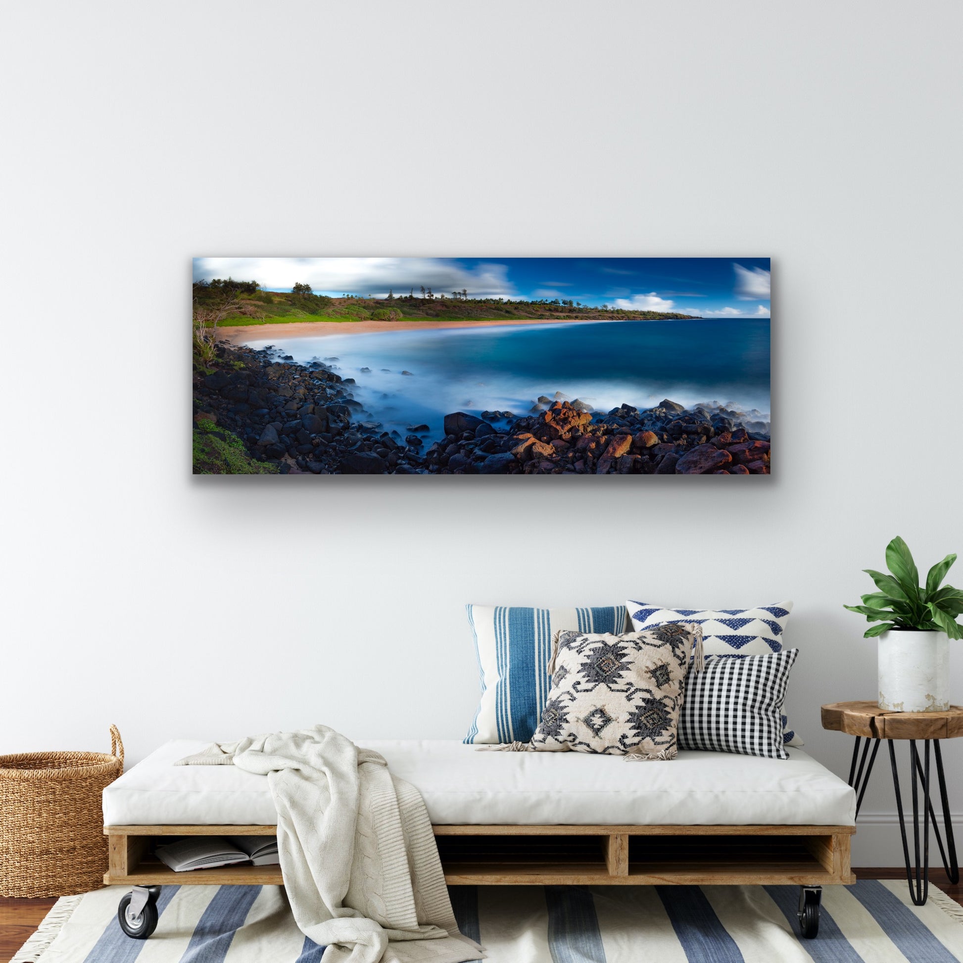 Wall demo of Kauai’s Donkey Beach. Fine art landscape photograph by Inspiring Images Hawaii.