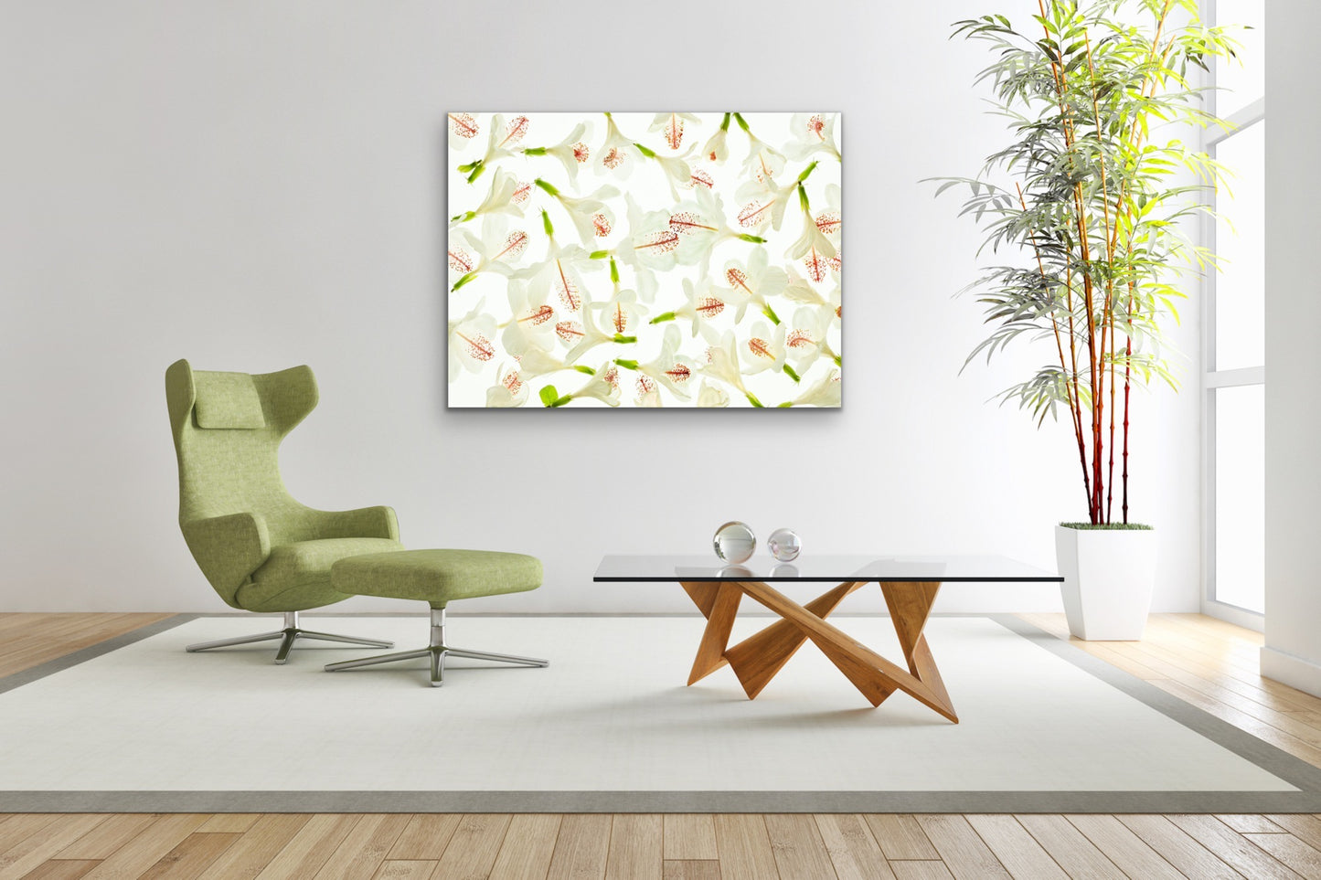 Wall demo of Hibiscus Happiness, a fine art nature photograph by Inspiring Images Hawaii.