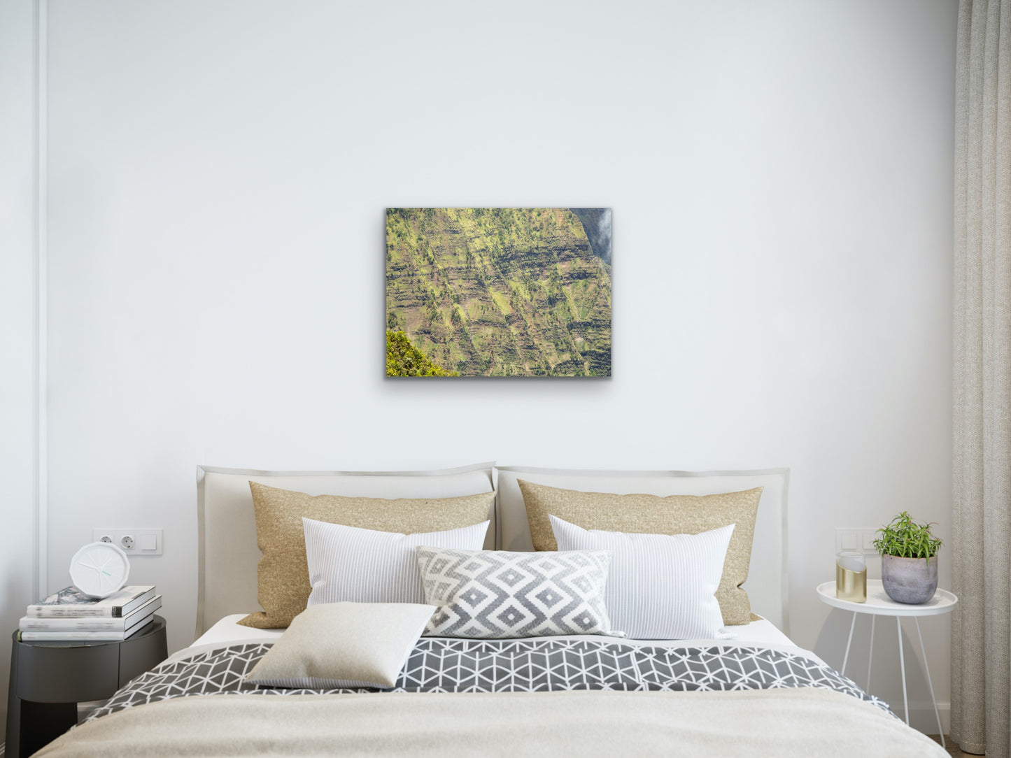 Wall demo of Pali Texture, a fine art photograph by Kauai landscape photographer Inspiring Images Hawaii.