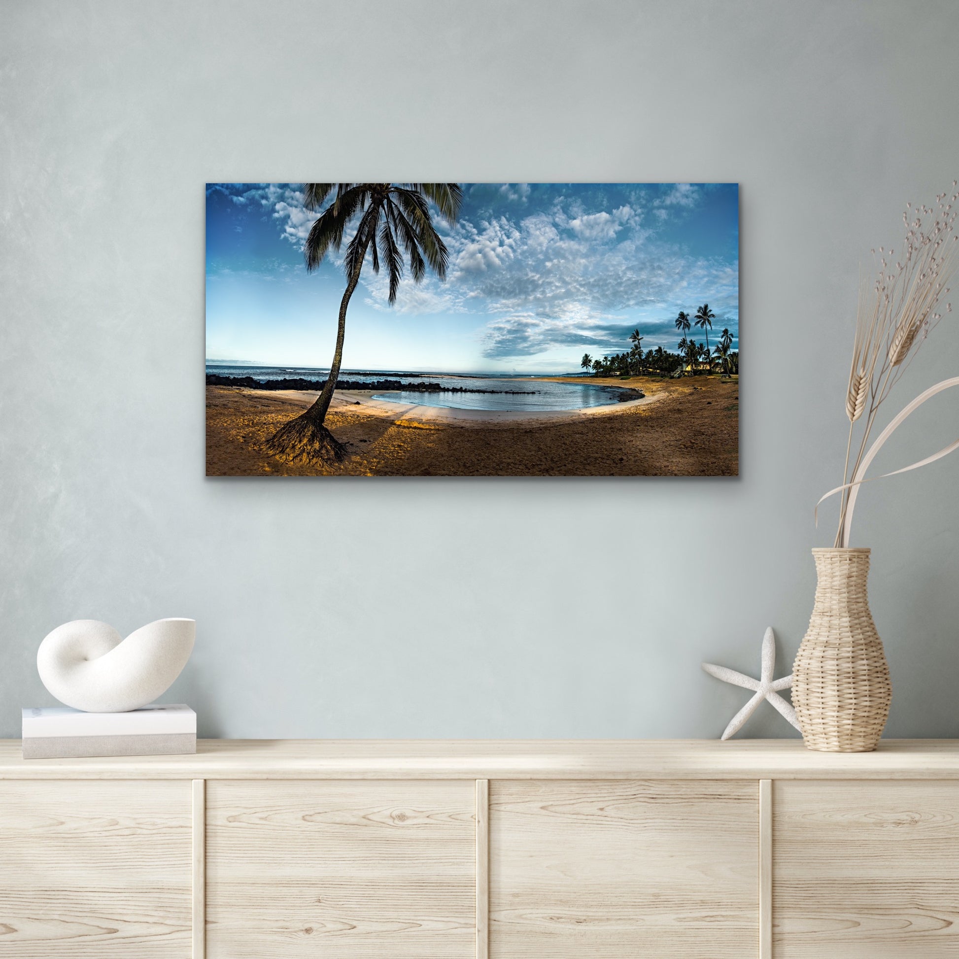 Wall demo of Poipu Beach, a fine art landscape photo by Kauai photographers Inspiring Images Hawaii.