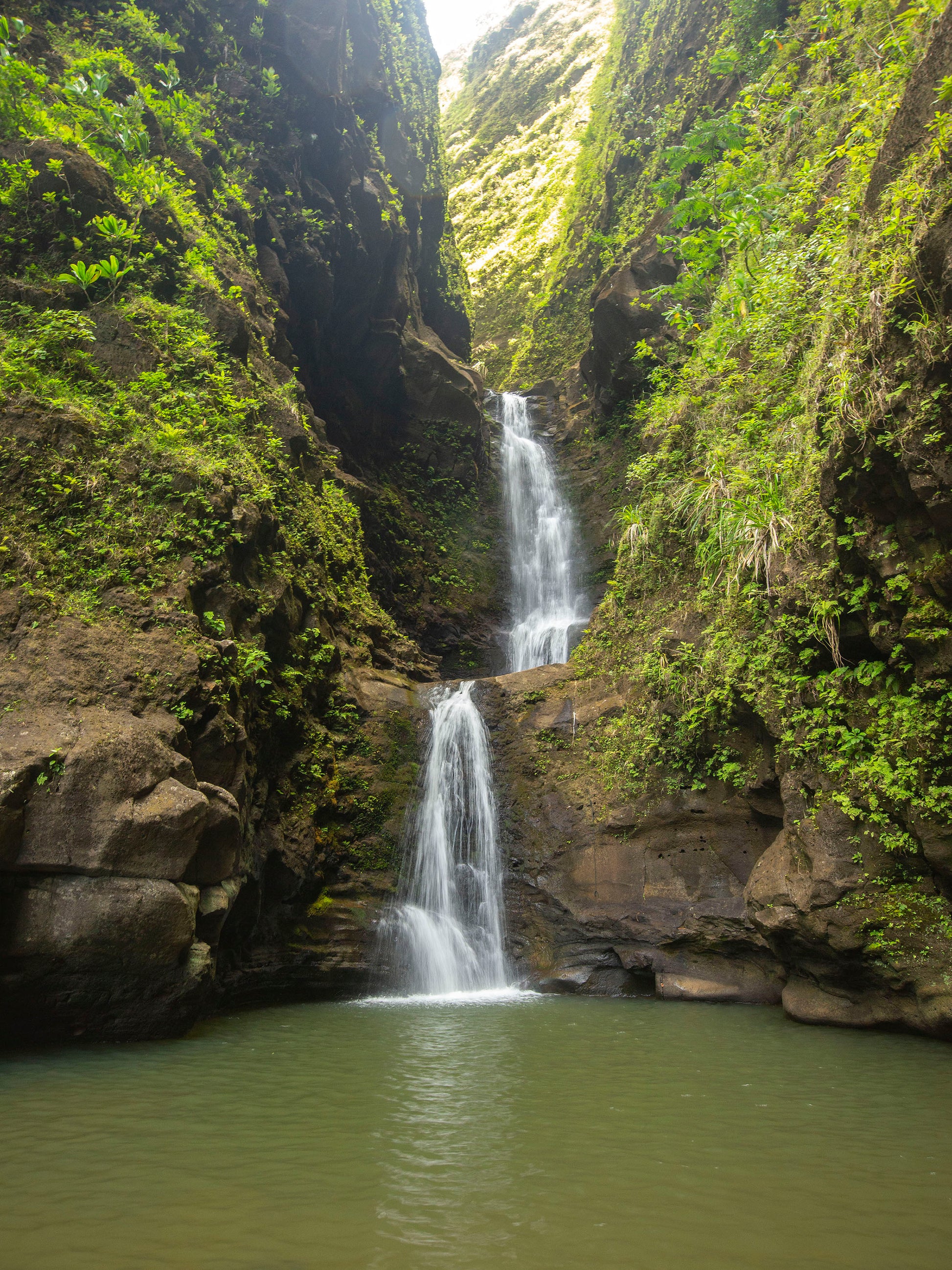 Fine art landscape photograph, Waterfall Paradise, taken by Kauai outdoor and nature photographers Inspiring Images Hawaii.